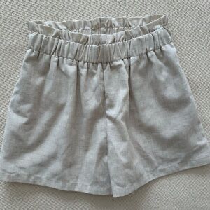 High waisted Linen Women's Cream Shorts